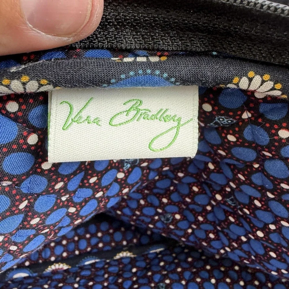 Vera Bradley Laptop Bag Womens Large Black Owl Print Quilted Zip Handles